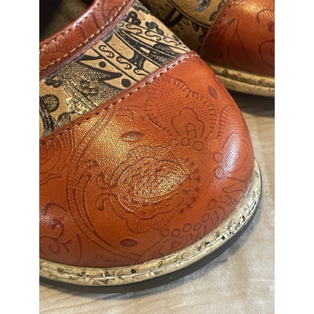 Socofy Women's Mary Jane Clogs Flower Embossed Paisley Boho Size 8.5 Handcrafted - Picture 2 of 10